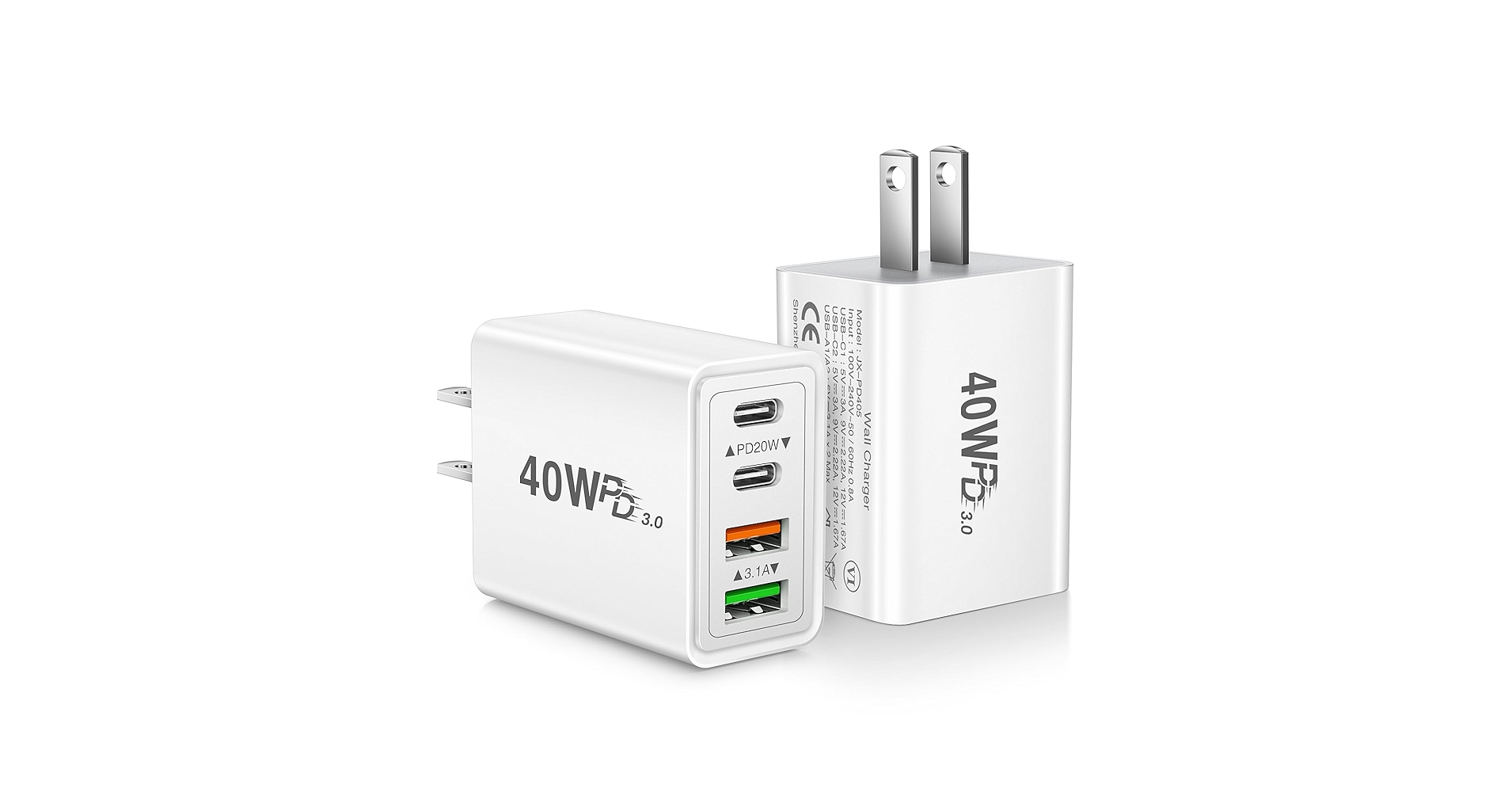 Amazon.com: [2-Pack] USB C Wall Charger, 40W 4-Port PD Fast