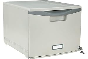 Storex Plastic 1 Drawer File Cabinet: Locking Document Organizer for Home and Office