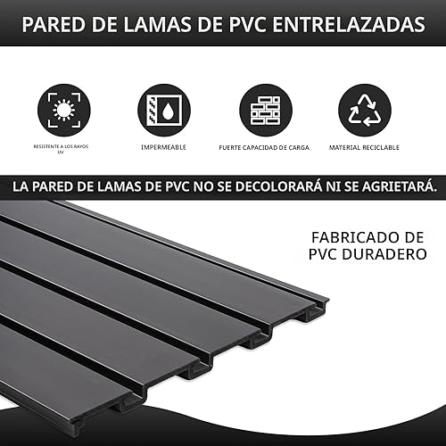 Miniatura 4 de Slatwall Panel organizador de pared de garaje resistente montado en la pared, paneles de pared de PVC para pared de garaje y hogar, sistema de