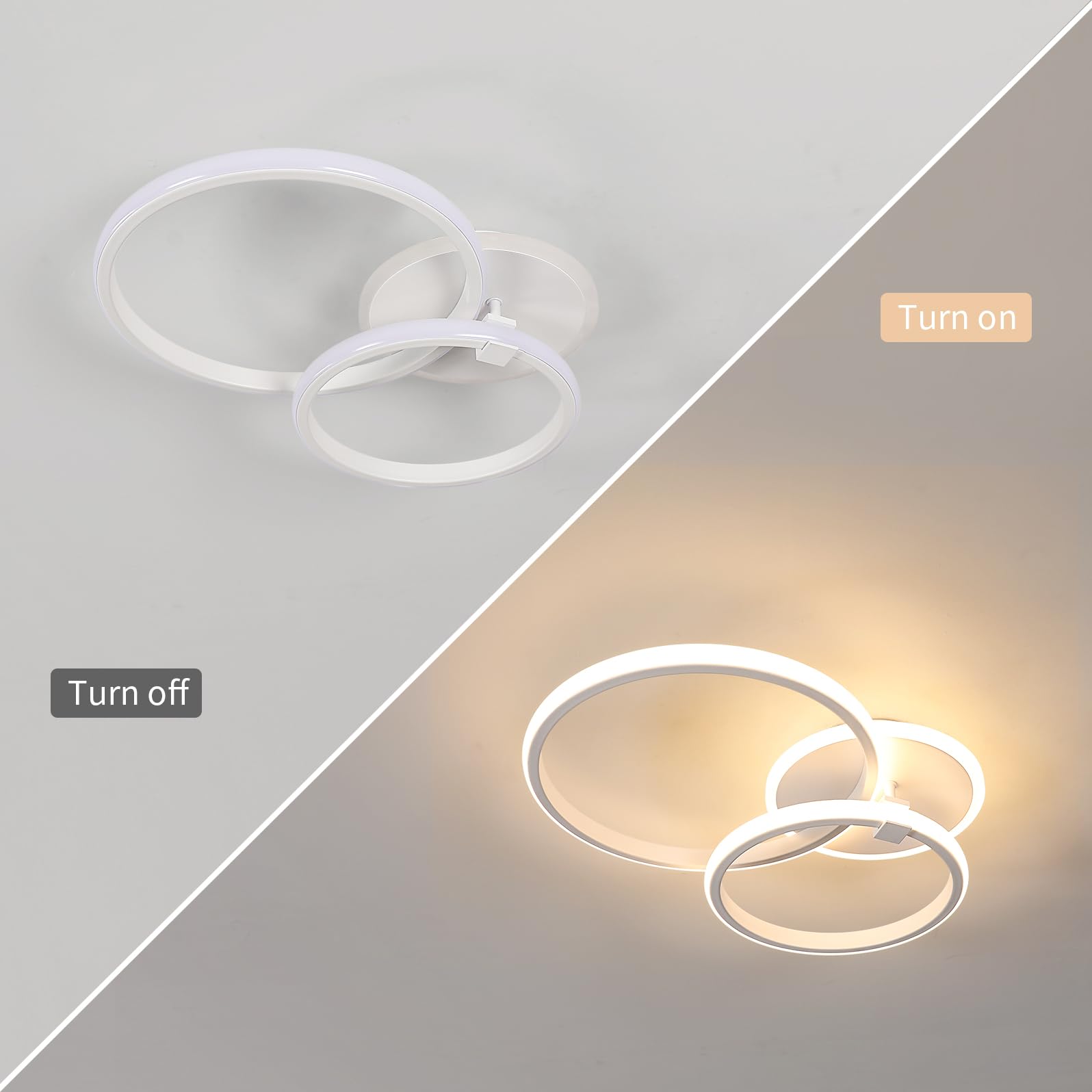 DELIPOP Plafoniera LED Moderno, 42W 4725LM Lampada da Soffitto Rotondo, Lampadario LED Luce Calda 3000K per Soggiorno Camera da Letto Cucina, Bianco