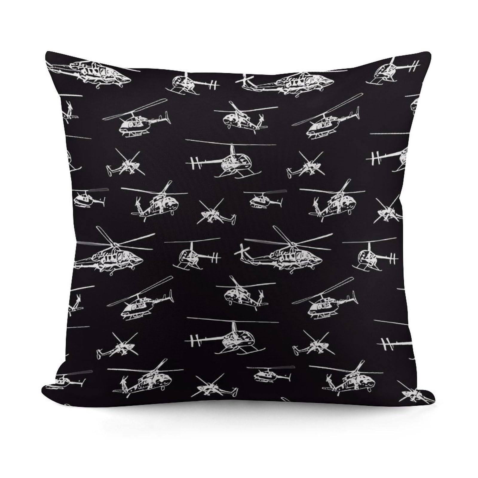FekiLoot Helicopter Plush Cushion Covers, Double-Sided Throw Pillow Covers with Invisible Zipper, Comfortable Soft Square Cushion Cases for Sofa Bedroom Living Room 18x18 Inch (45x45cm)