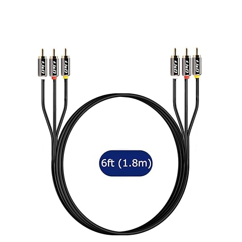 Miniatura 6 de J&D Cable RCA de audio y video, chapado en oro, 3 RCA macho a 3 RCA macho, cable estéreo AV compatible con decodificador, altavoz, amplificador,