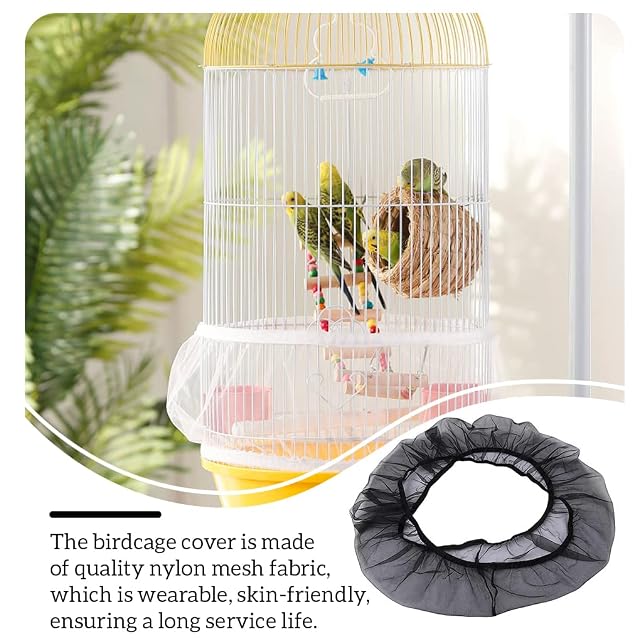 Foto 4 de 8 de Funda de malla para jaula de pájaros, transpirable, lavable, protector de red de animales, redondo, cuadrado