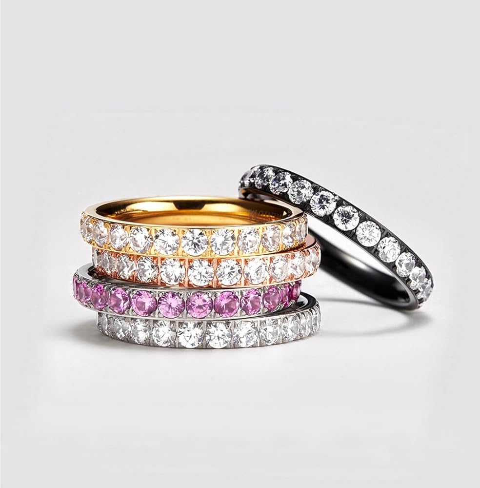 Amazon.com: TIGRADE 3mm Women Titanium Engagement Ring Cubic
