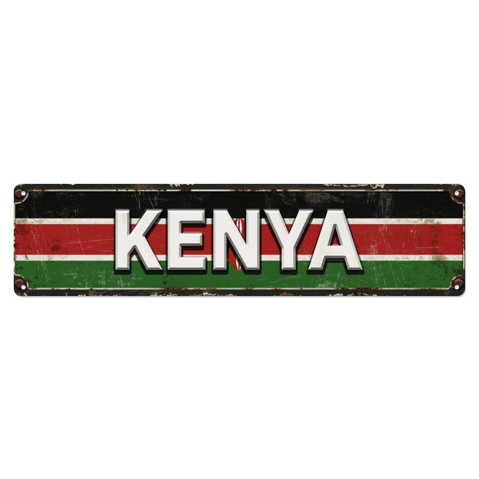 Metal Tin Sign Vintage Kenya Flag Pattern