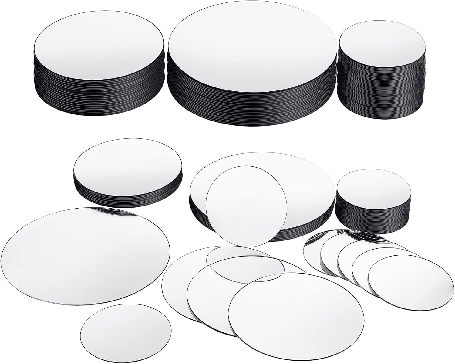 American Elm 40 Pcs Mini Round Mirror Tiles Small Adhesive Circles Silver Acrylic Mirror Dots for Crafts DIY Projects Home Decor. (1 Inch, 2 Inch, 3 Inch)-picture-37