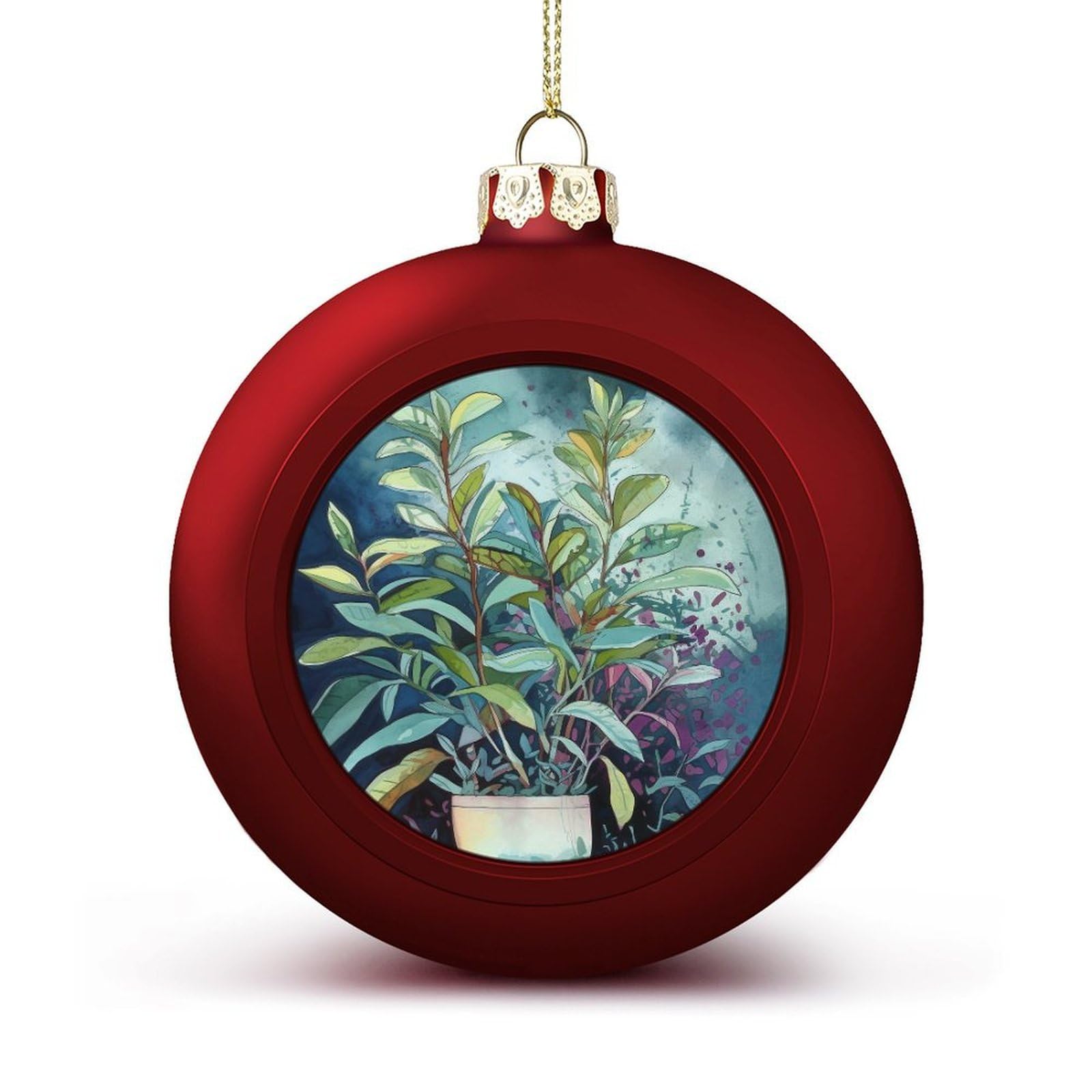 Plant Painting Christmas Balls Ornaments for Xmas Christmas Tree 1.6" Hanging Shatterproof Xmas Balls Hanging Decor Pendants for Holiday Party Outdoor Indoor DIY Craft Supplies