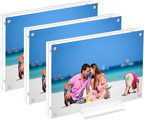 Marcos de fotos de acrílico transparente de 5 x 7 pulgadas, marcos magnéticos con caja de regalo, marcos de fotos acrílicos de doble cara para