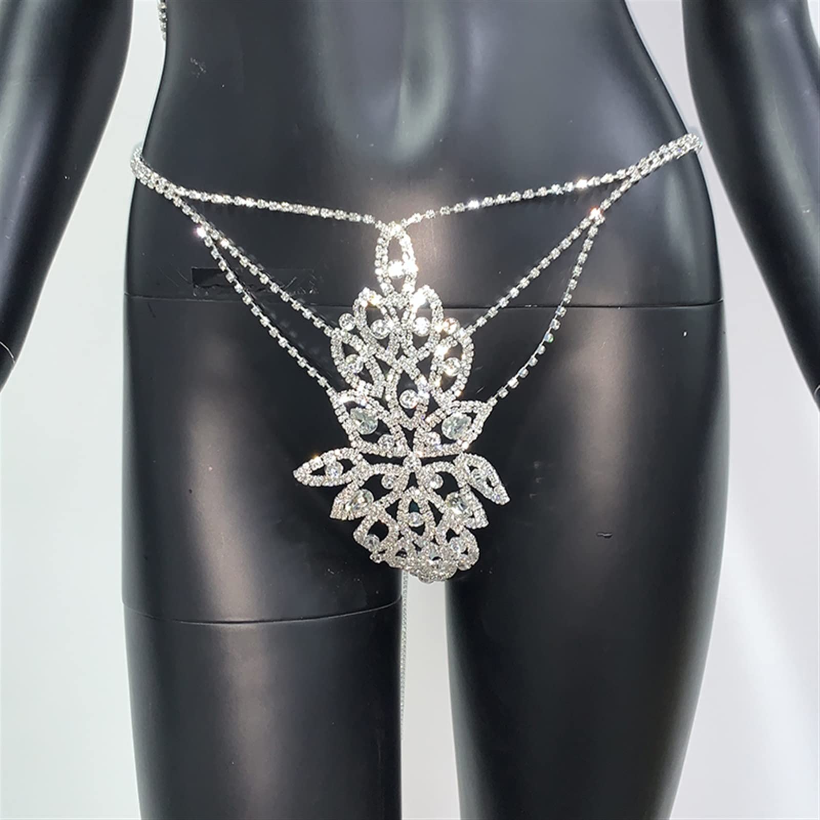 Chaînes de Corps Chaîne Paillettes Strass Bling Diamants Femmes Sexy Bijoux de Luxe Harnais Lien en Cristal (Une Couleur Or)
