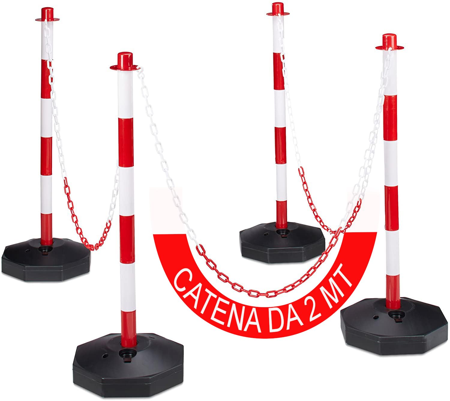 Set 4 Paletti Di Delimitazione DMS - Con Base Riempibile E Catene, Per Parcheggi E Aree - Foto 9
