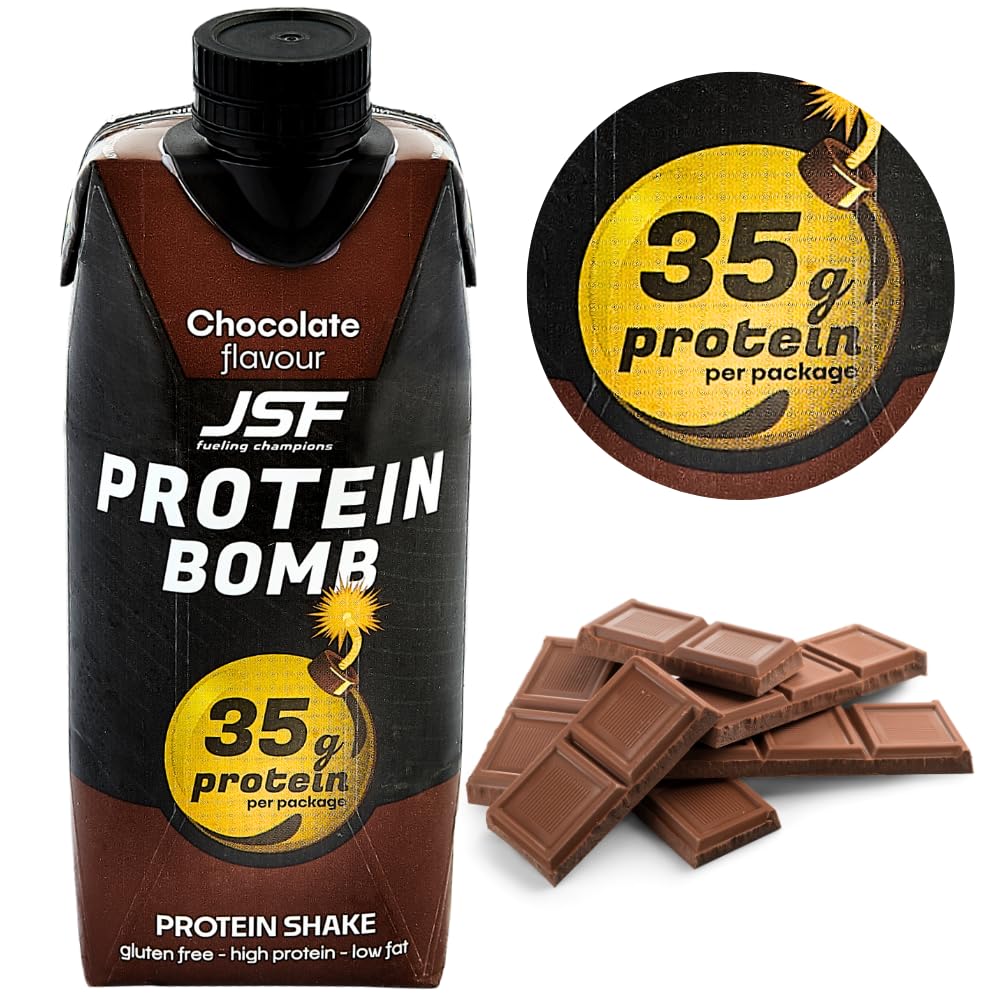 JSF fueling champions 18x Protein Shake 350 ml zestaw – bez dodatku cukru, 35 g białka, napój białkowy – czekoladowy – bezglutenowy – posiłek do picia, zamiennik posiłku