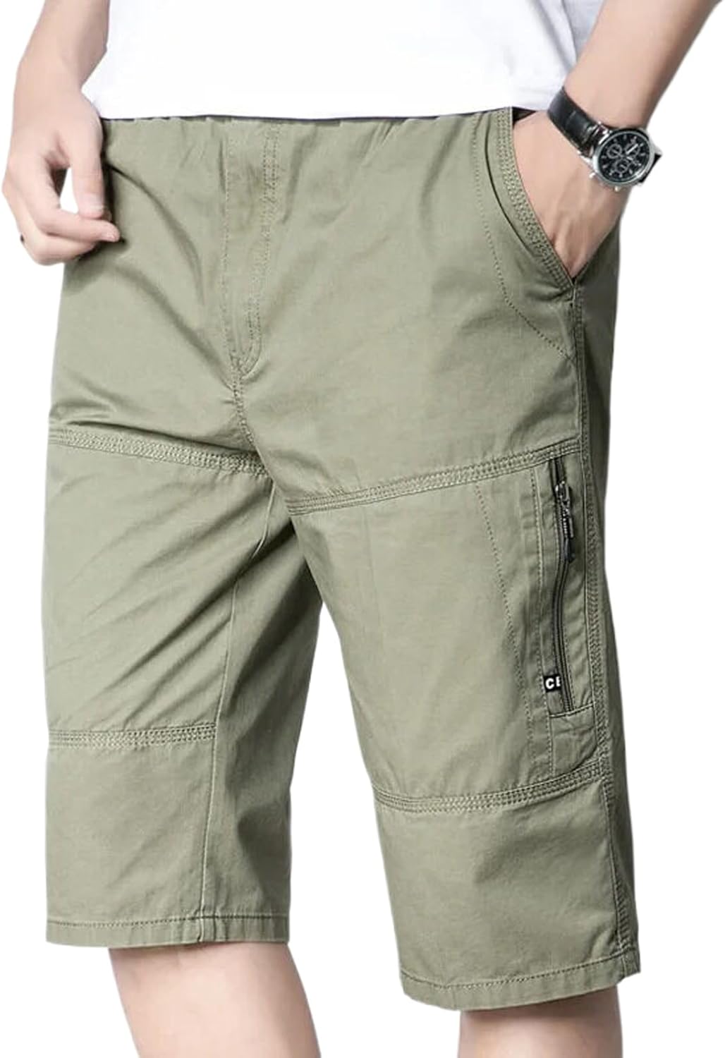 Men's Summer Cotton Solid Shorts Casual Business Social Beach Shorts