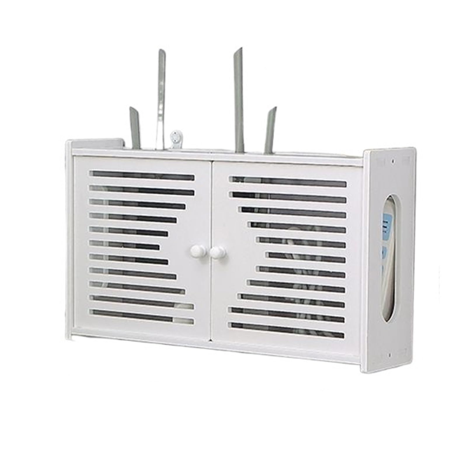 XYUERU Wall Hanging WiFi Router Shelf, TV Set-Top Storage Box, Wall Storage Shelf, Wire Storage Box, Decorative WiFi Hider, Wire Storage Box Shutter