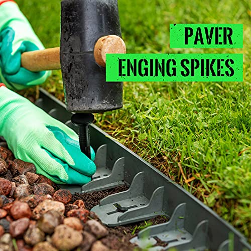 150 Pack 8 Inch Plastic Edging Nails Spiral Landscape Edging Stakes Anchoring Garden Spikes Ground Stakes Lawn Spikes For Paver Edging, Weed Barriers, Turf, House Construction(Black) #TOP3