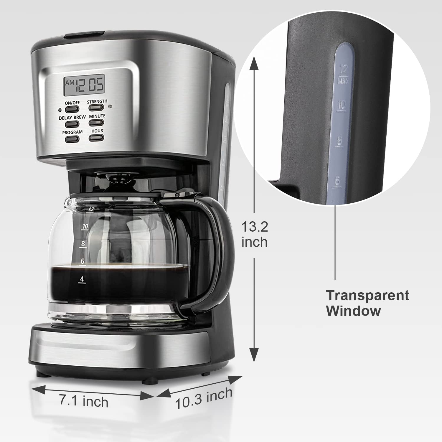 Amazon | 12-Cup Programmable Coffee Maker, Electric Drip