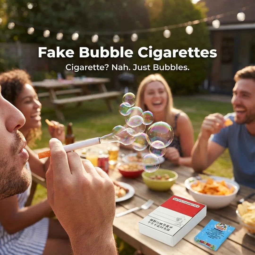 Fake Bubble Cigarettes, Fake BubblesSmokeCigarettes Pack Blower, Bubble BlowingCigarette Stress Relief, Funny Mini Bubble Box Stick Toy for Men Women for Relaxation Fun Office Party Gift Idea (1 Box) - 2