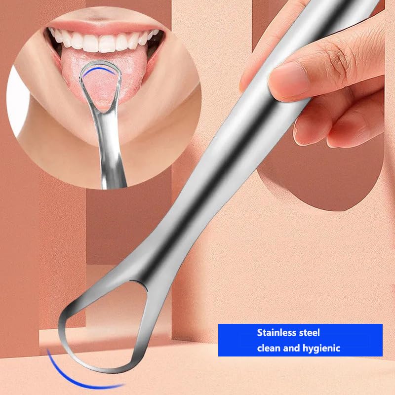 Miniatura 4 de Raspador de lengua, limpiador de lengua de acero inoxidable con estuche de almacenamiento de metal, limpiador de lengua para aliento fresco e