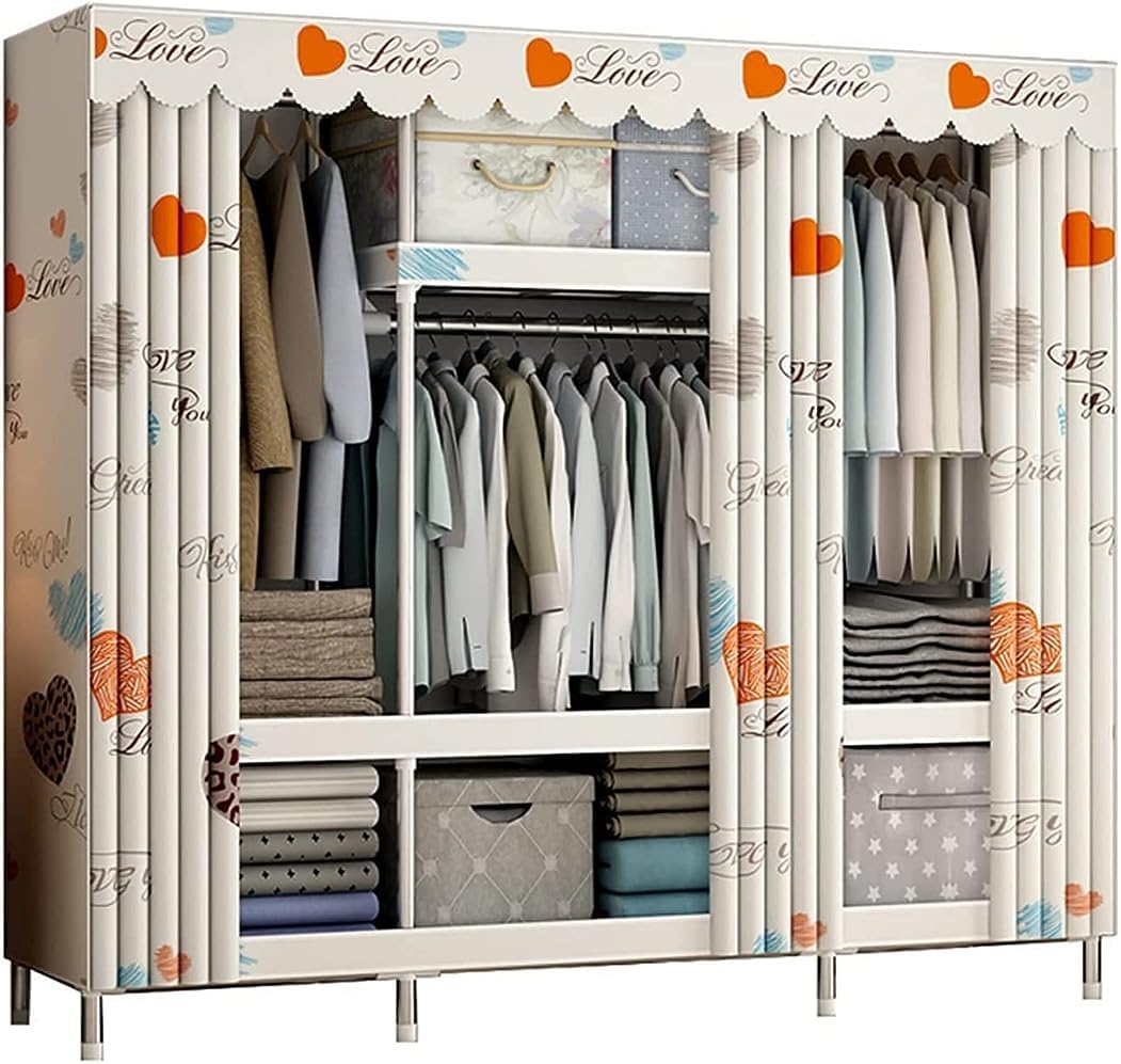 Armoire en métal et tissu portable : gain de place et étagères modulables
