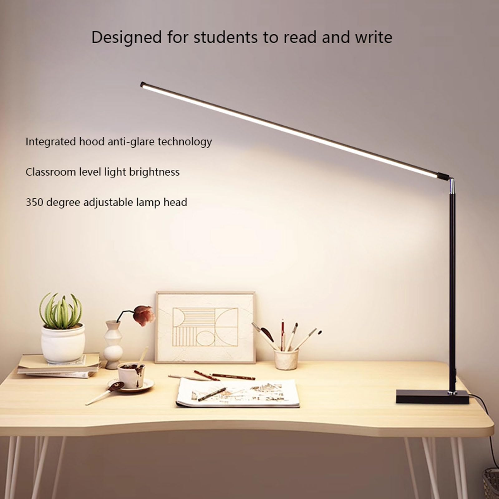 Lampada da Scrivania a LED Luce Lettura Libro Notturna 350° Flessibile luce per lettura Dimmerabile Luce Tutela della Vista Lunga Durata Dimmerabile Senza Livelli,per Studio,Lavoro,Gioco,Regalo