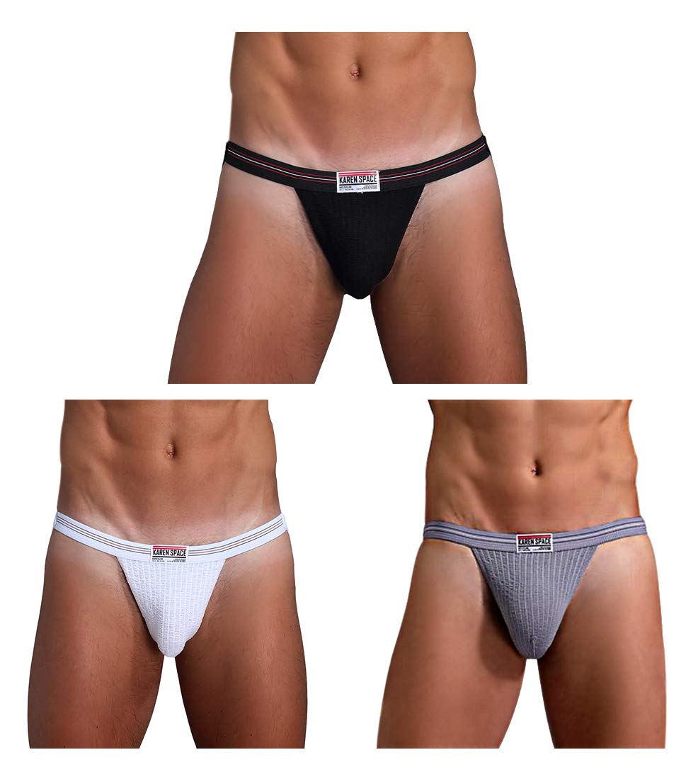 Arjen Kroos Men's Jock Strap Underwear Athletic Supporter Sports Jockstraps, Black/White/Grey(3-pack) -1, X-Large