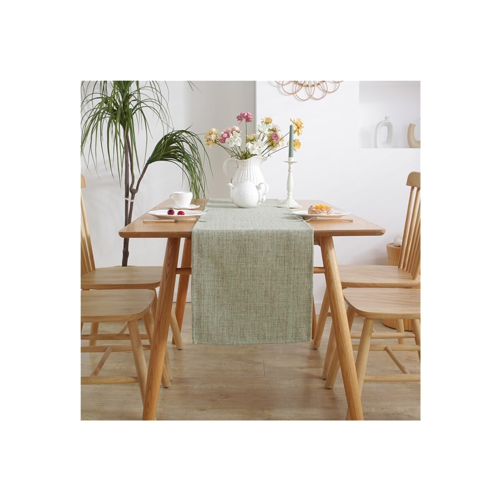 Cheesecloth Table Runners Burlap Style Farmhouse Table Runners , Beige Rustic Woven Dining Runner For Home,Party Decoration, Everyday Use(Green,30x180cm)