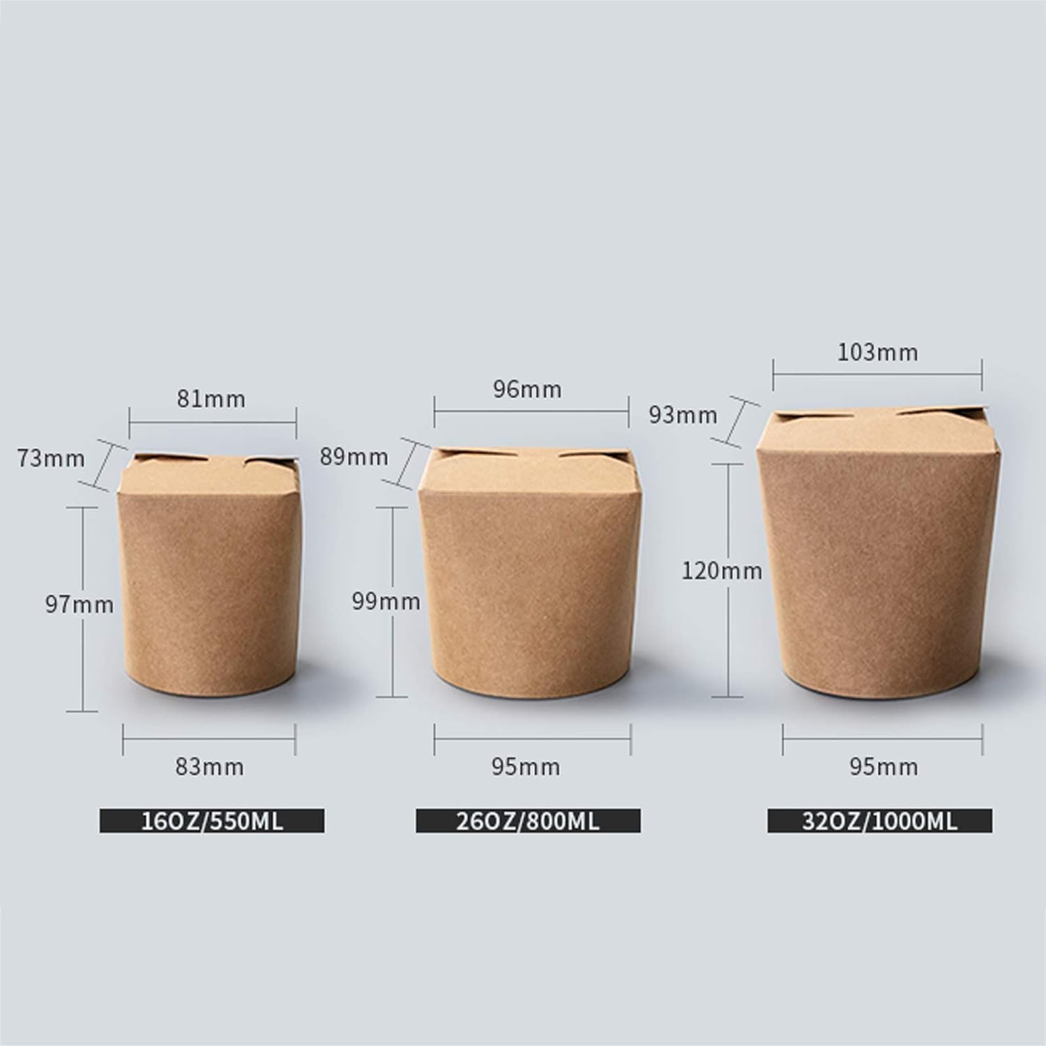 Contenedores Desechables De Papel Kraft Para Llevar, Contenedores De Alimentos Biodegradables Para Llevar Fríos Y Calientes, Contenedores De Almacenamiento De Alimentos Marrón Kraft Con Dise