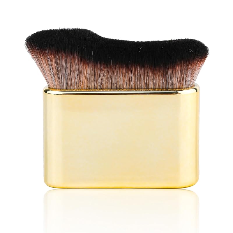 Pincel Kabuki para aplicação de produtos corporais NQEUEPN, dourado, 1 unidade