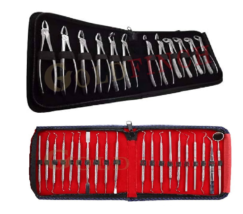 GOLDFINCH Dental Extraction Forcep (set of 12) & Conservative Kit