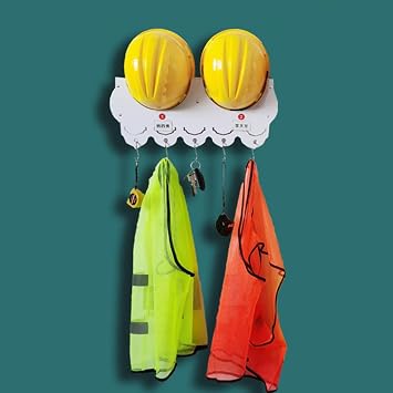 Hat Rack Heavy Duty Wall Mounted Hard Hat Rack Hanger Hook Safety Helmet Holder Organizer Construction Worker Hard Hat Fixer for Workshop Office Living Room Fall Protection Rack with Adjustable Hangi