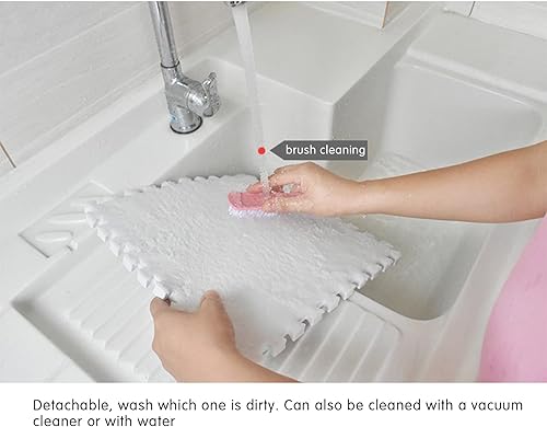 Miniatura 5 de Azulejos de felpa entrelazados de 12 x 12 pulgadas, tapete de espuma de 0.394in de grosor, tapete de juego de rompecabezas, tapete de suelo suave