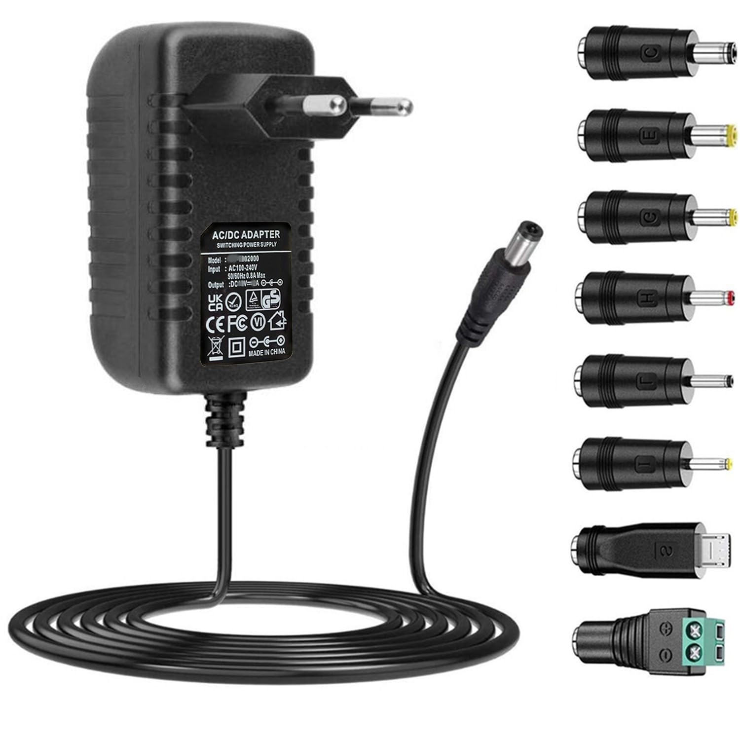 ZUOKENZU AC Adapter 24V 1A Netzteil AC220V zu DC24V 500mA 1000mA Leistungstreiber 5,5mm mit 8 DC Steckeradaptern Konverter Wechselrichter Ladegerät Transformator AC-DC Adapter (DC24V~1A)