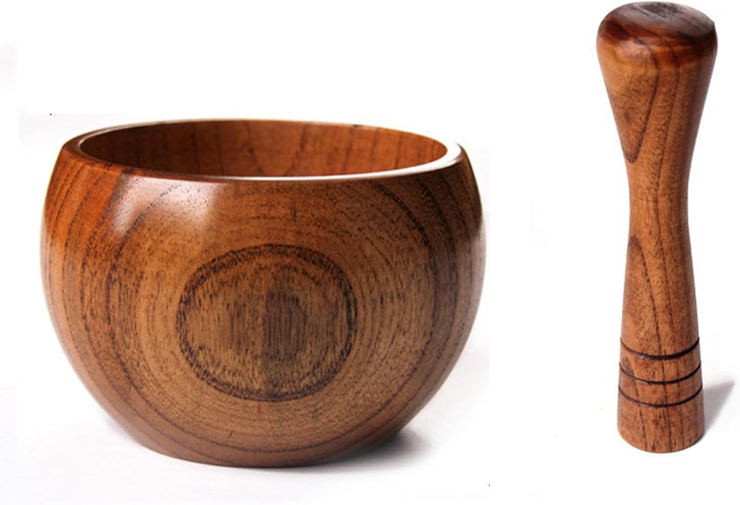 Pestle and Mortar Wood Garlic Herb Spice Mixing Grinder Crusher