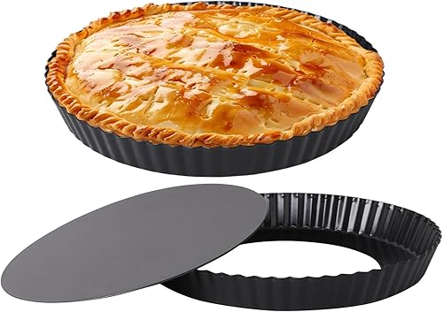 Alotpower Sartén para tartas de 9 pulgadas, parte inferior extraíble, paquete de 2 moldes para quiche de 9 pulgadas con parte inferior suelta