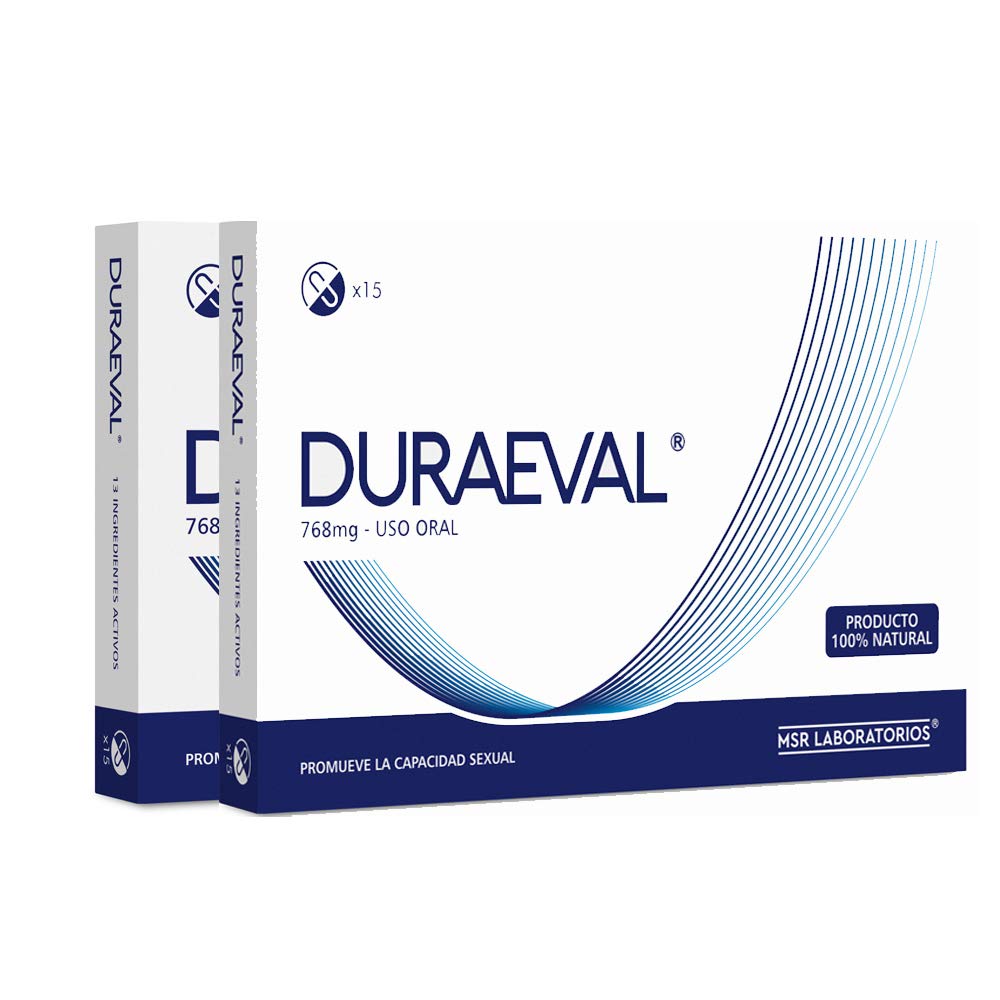 Duraeval Potenciador Sexual Erecciones Fuertes y Duraderas, adios a la Disfunción Eréctil - Pack 2 cajas (15 pastillas x caja)