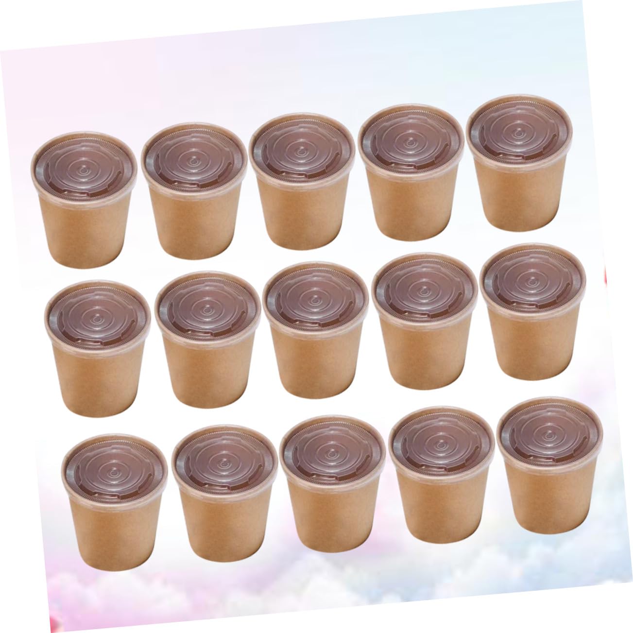 Einweg Suppenbecher 12 Oz 50 Stück aus Kraftpapier mit Deckel