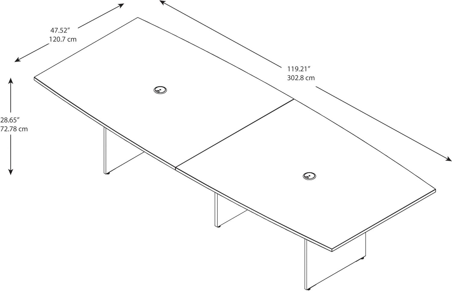 Bush Business Furniture 120" x 48" Boat Top Conference Table with Wood Base, Mocha Cherry : Office Products