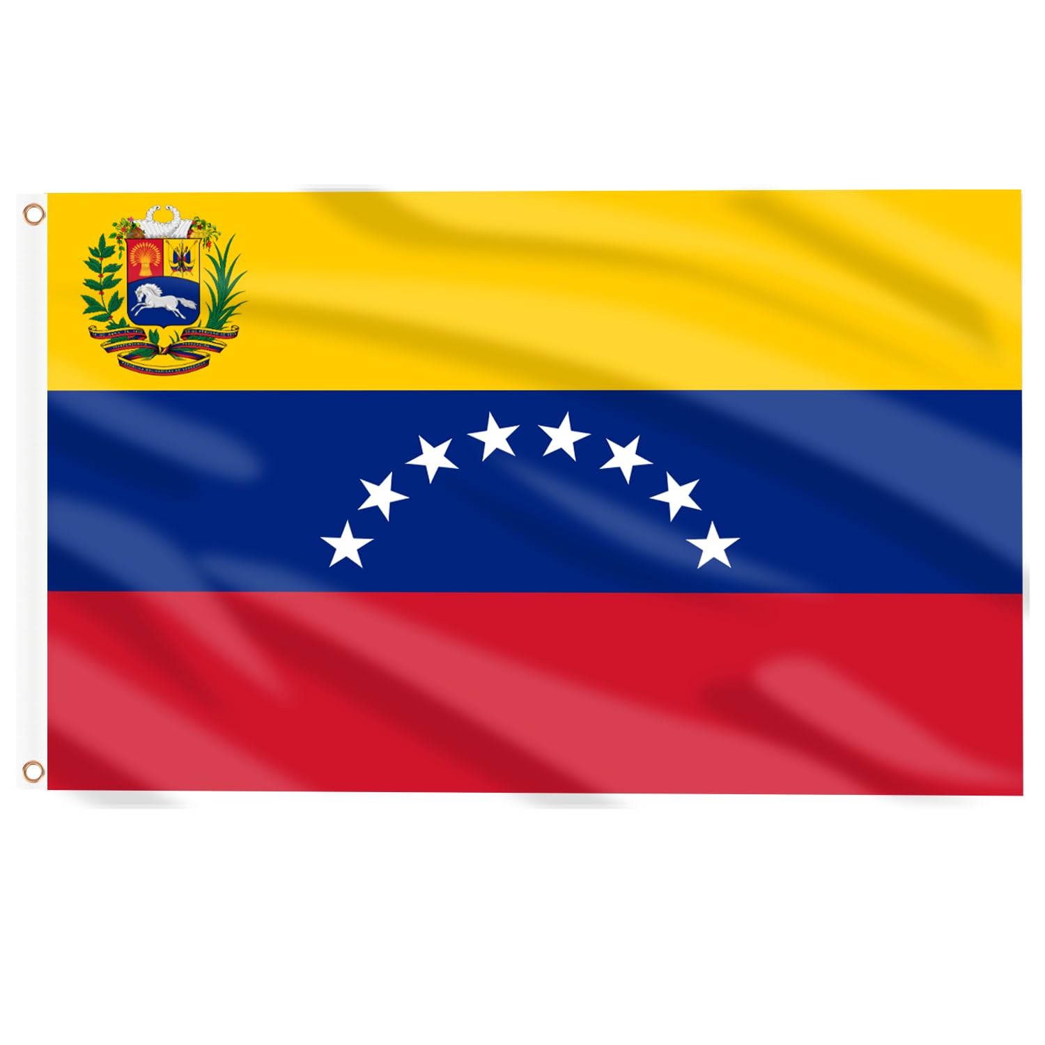 AhfuLife Venezuela Flag 5ft x 3ft for Party Decorations, 4Pcs Large Venezuelan Flag Polyester Double Side with Brass Eyelets for National Day Culture Day Decor Garden Street Indoor Outdoor Decorations — image 1