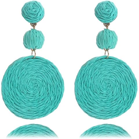 FADTOP Raffia Earrings for Women,Light and Stylish With Personality,Stand for Unwavering Love Earrings is the Gift Malachite Green Cover