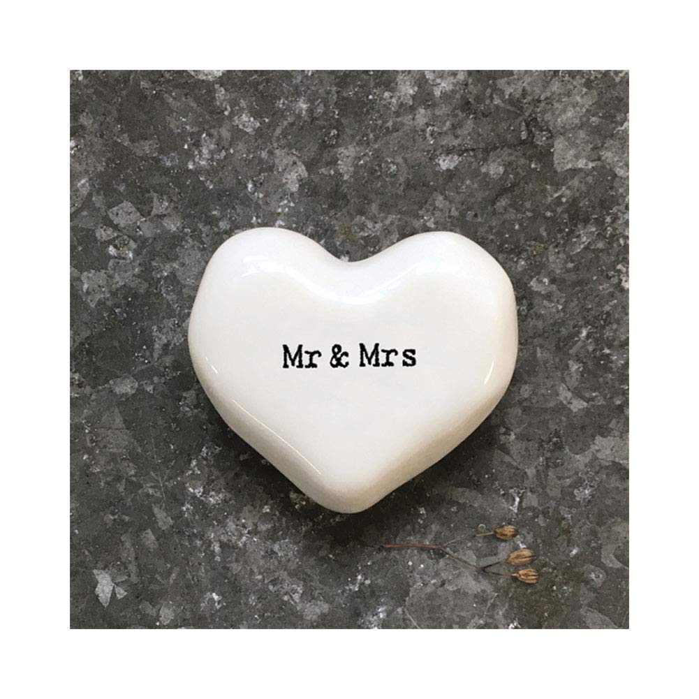 East of India White Heart Token - Mr & Mrs