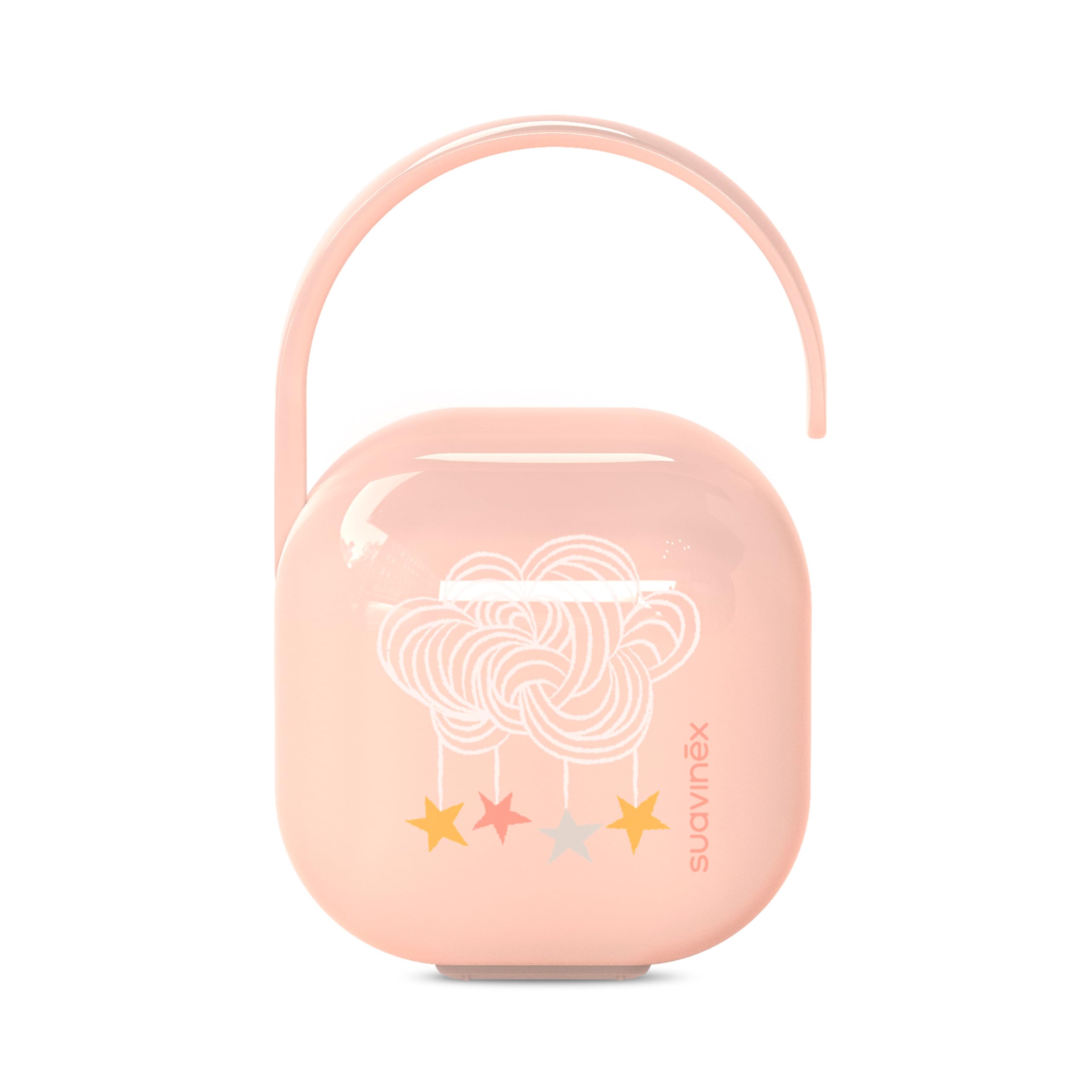 Suavinex, Schnullerhalter für Baby, Schnullerbox für 2 Schnuller, Schnullertasche, +0 Monate, Aufbewahrung Schnullerhalter Case, mit Flexibler Henkel, Farbe Dreams Pink