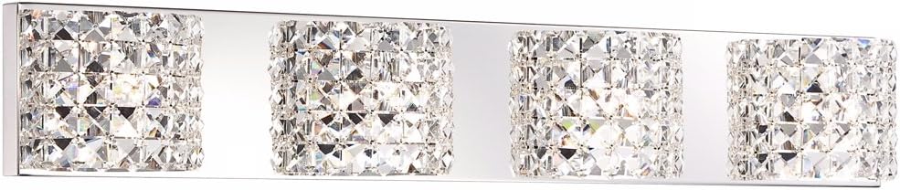 Hоlіdау Dеаlѕ 🛒 Cesenna Modern Wall Light Chrome Silver Metal Hardwired 35 1/2 Wide 4-Light Fixture Mounted Clear Crystal Shades for Bathroom Vanity Mirror House Home Hallway Room Decor - Vienna Full Spectrum