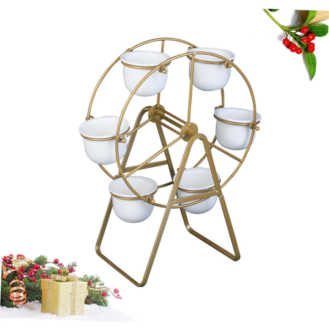 BESPORTBLE Pot de Fleurs Grosse Roue en Céramique et Fer, 6 Pots