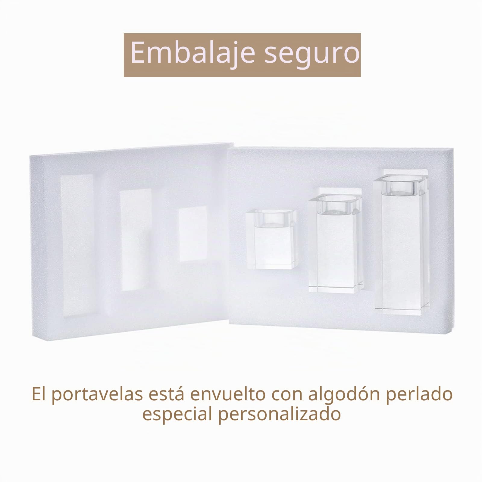 Sziqiqi Un Juego(Tres Piezas) De Candeleros Cristales De Vidrio Superior Adornos Creativos por Las Fiestas, Las Bodas Y Las Ceremonias, O por El Hogar Y Bar, Cuadrado