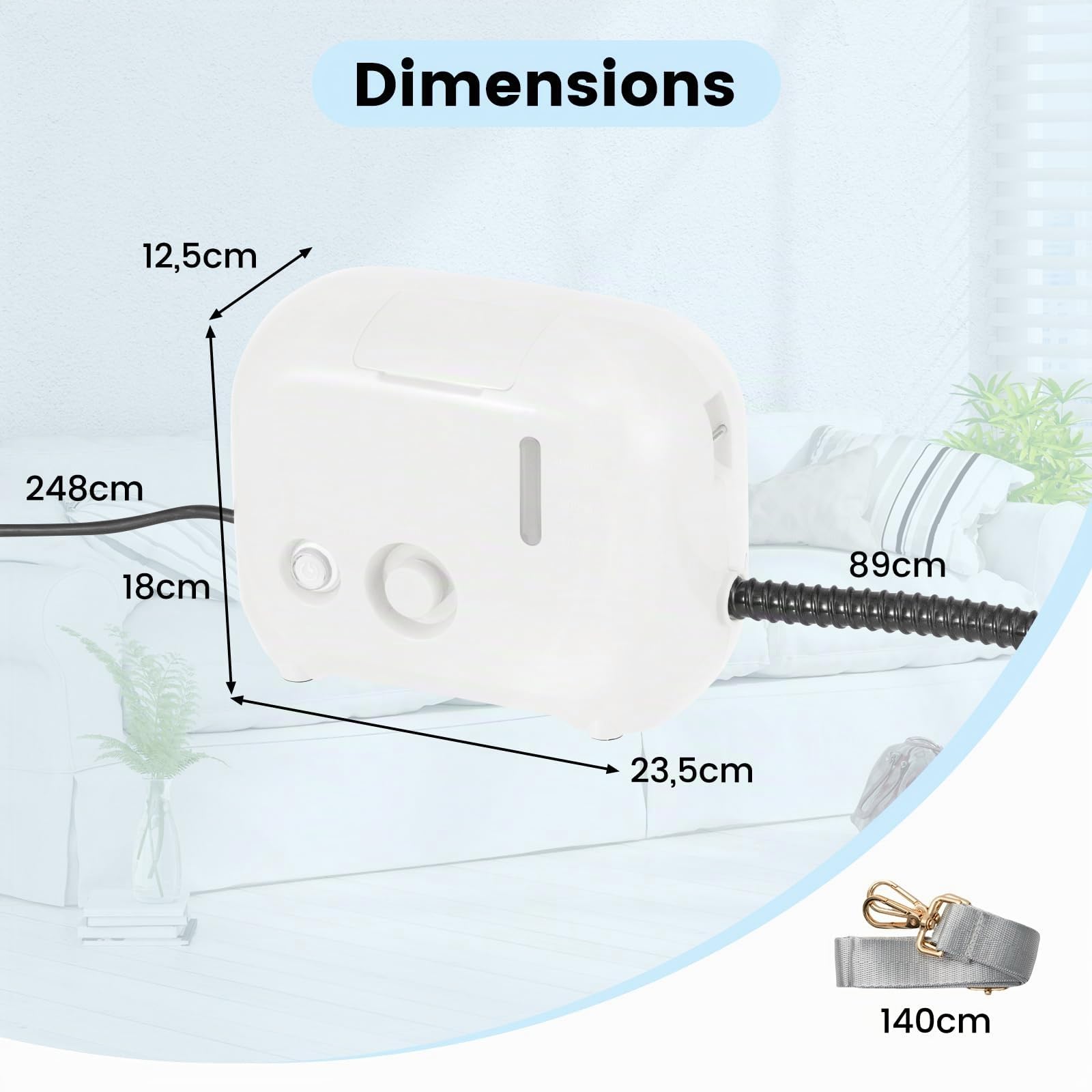 RELAX4LIFE Nettoyeur Vapeur Portable 1500W, Nettoyant Vapeur Électrique avec 1 L Réservoird’eau 3Bars 12 Accessoires Complets pour Cuisine Salon Voiture Canapé (Blanc)