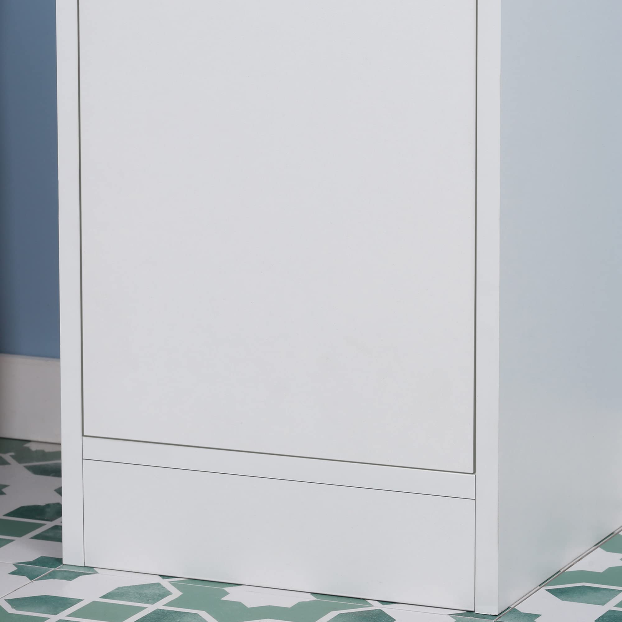kleankin Colonna Bagno Salvaspazio con Specchio e Apertura a Pressione, Mobile da Bagno Multiuso in Legno, 30x28x170cm, Bianco
