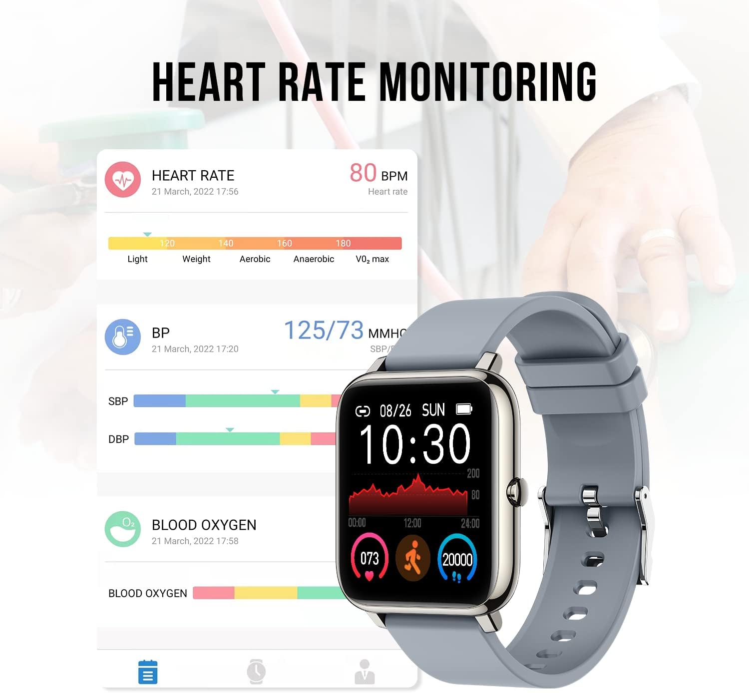 Buy Donerton Smart Watch, Fitness Tracker for Android Phones, Fitness  Tracker with Heart Rate and Sleep Monitor, Activity Tracker with IP67  Waterproof Pedometer Smartwatch with Step Counter,Gray Online in Turkey.  B08T75R5C5