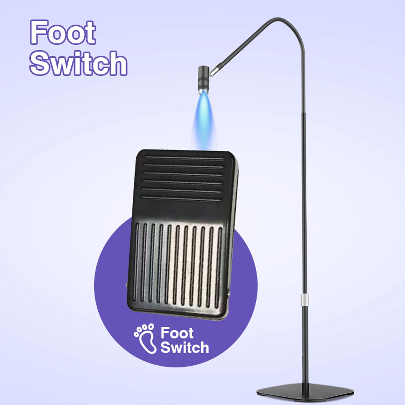 Ultraviolettes Licht mit Fußpedal, Flexible Nageltrocknerlampe, Schnelle Aushärtung für Gelnägel, Ideal für den Heim- oder Salongebrauch, Aluminiumlegierung, 6 W