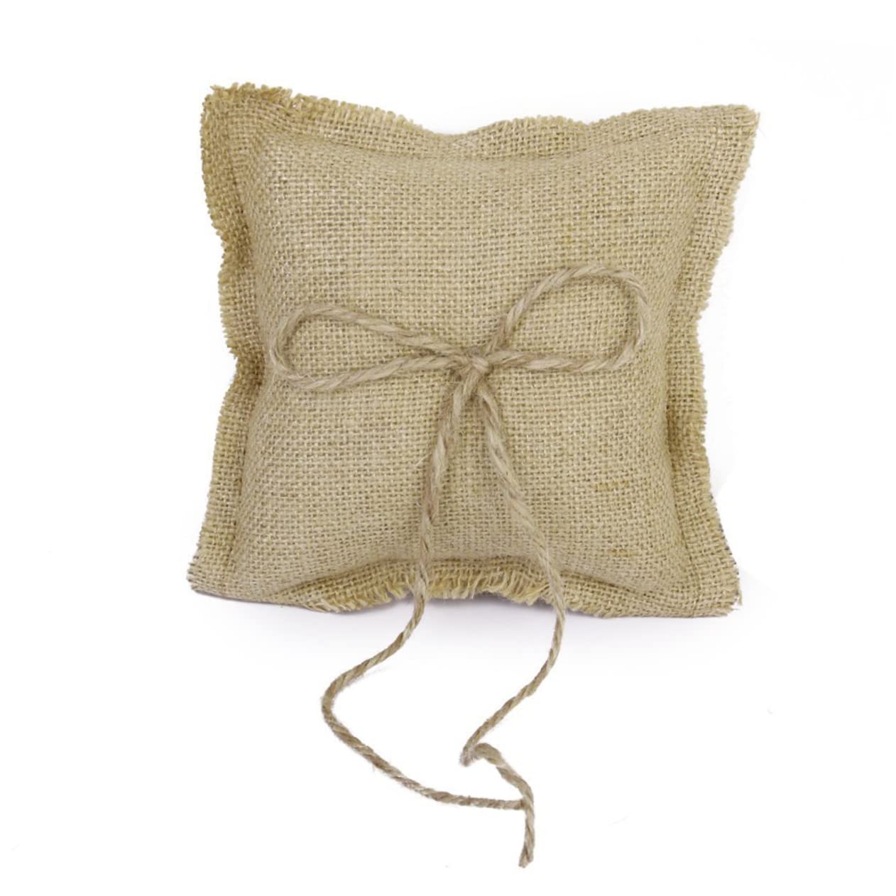 ABOOFAN Bridal Bearer Pillow Cushion Rustic Jute Design for Wedding Ceremony Compact Bowknot Decoration for Engagements and Special Occasions