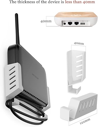 Miniatura 4 de Soporte de pared para portátil y enrutador WiFi, estante de almacenamiento compatible con laptopsMacbookscajas de TVinterruptores de
