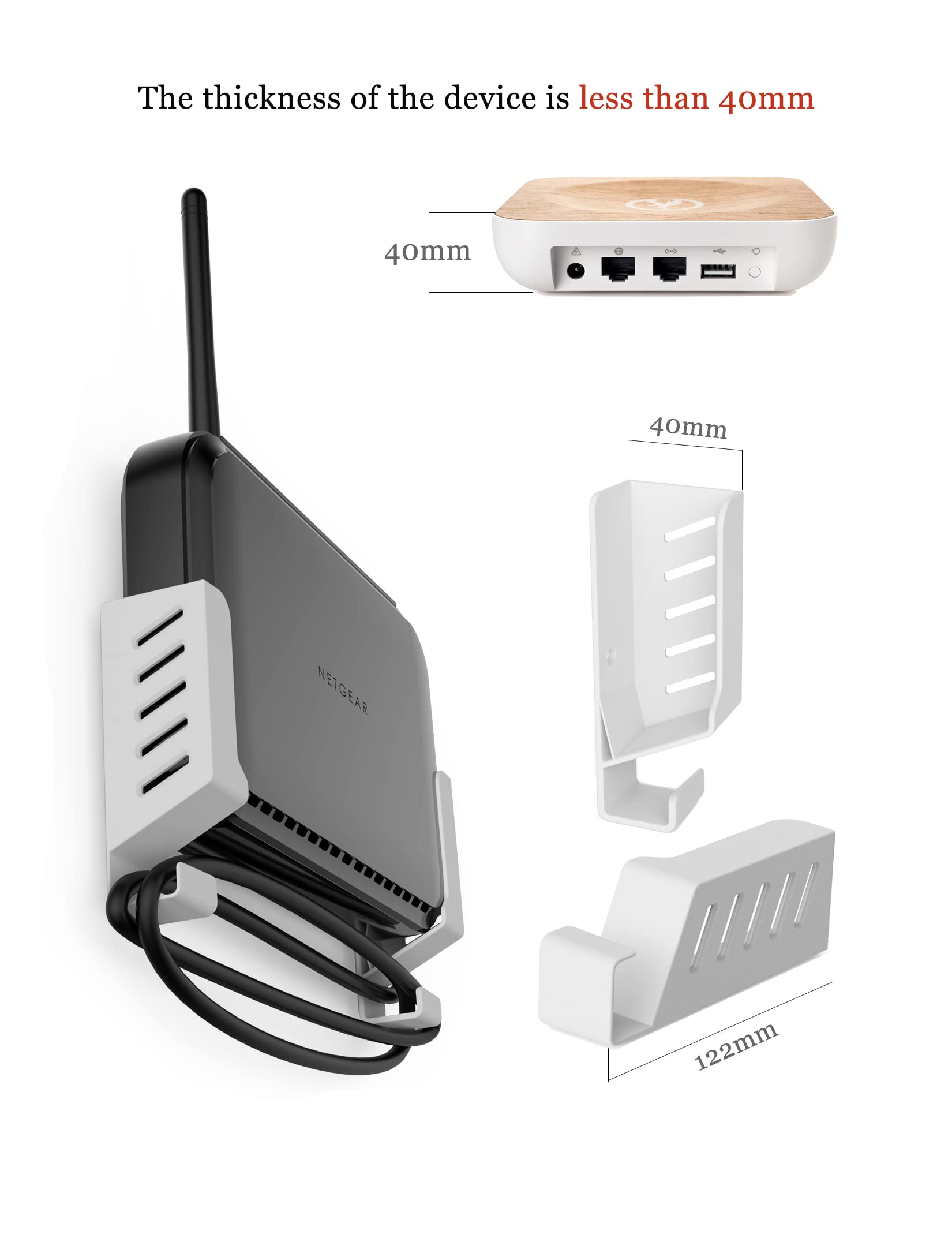 Supporto da parete per laptop da parete, per montaggio a parete, compatibile con computer portatili, router WiFi, MacBook, TV Box, switch di rete, modem, dispositivi audio e altro (bianco)